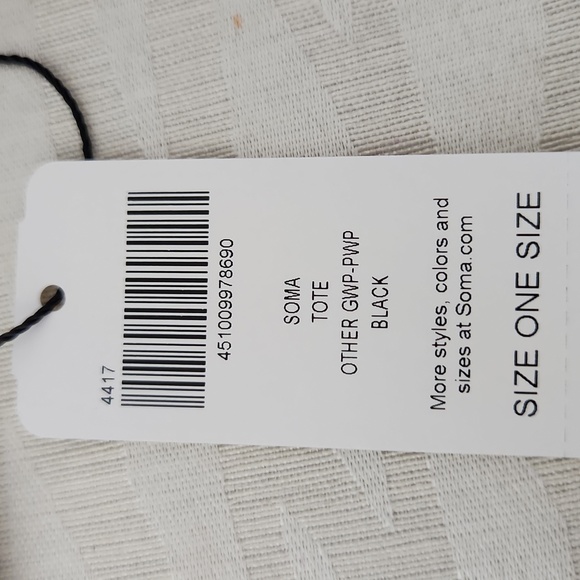 NWT, Soma Black, Silver Tote, Large, Light Weight, Travel - Picture 9 of 9